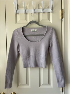 Abercrombie & Fitch Lilac Scoop-Neck Long Sleeve Top